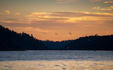 Beautiful Big Bear Lake during sunrise or sunset